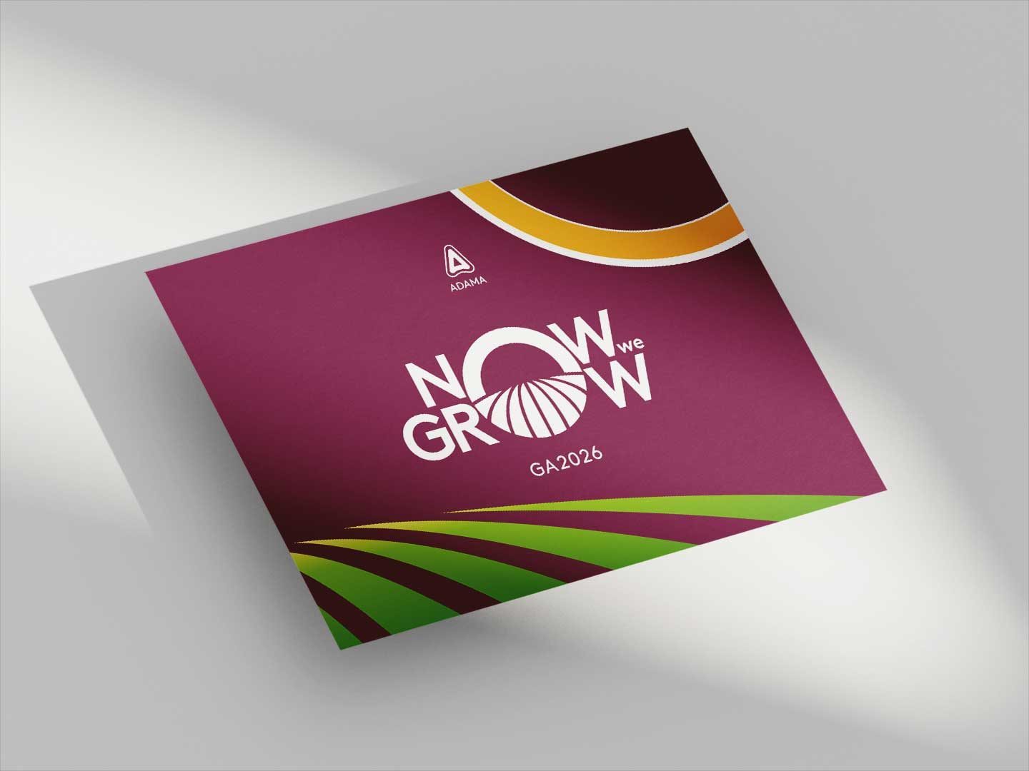 Now We Grow, Budapeste 2026: cartão de boas-vindas roxo com o logotipo Now We Grow