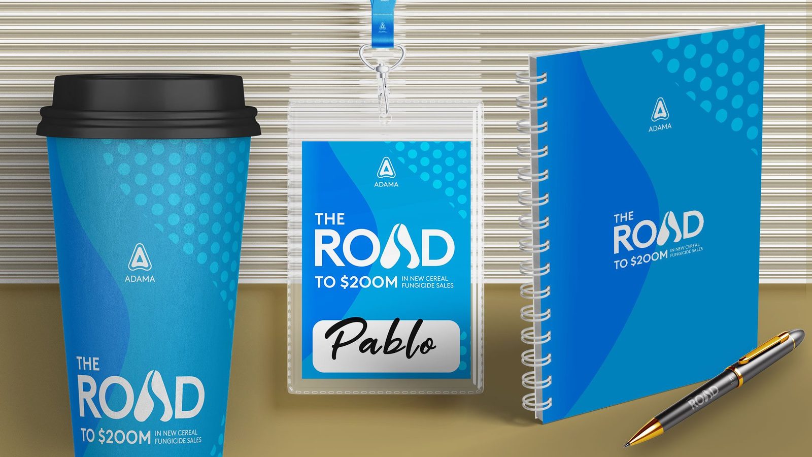 The Road, Lago di Garda 2023: copo, credencial e caderno com a identidade The Road to $200M