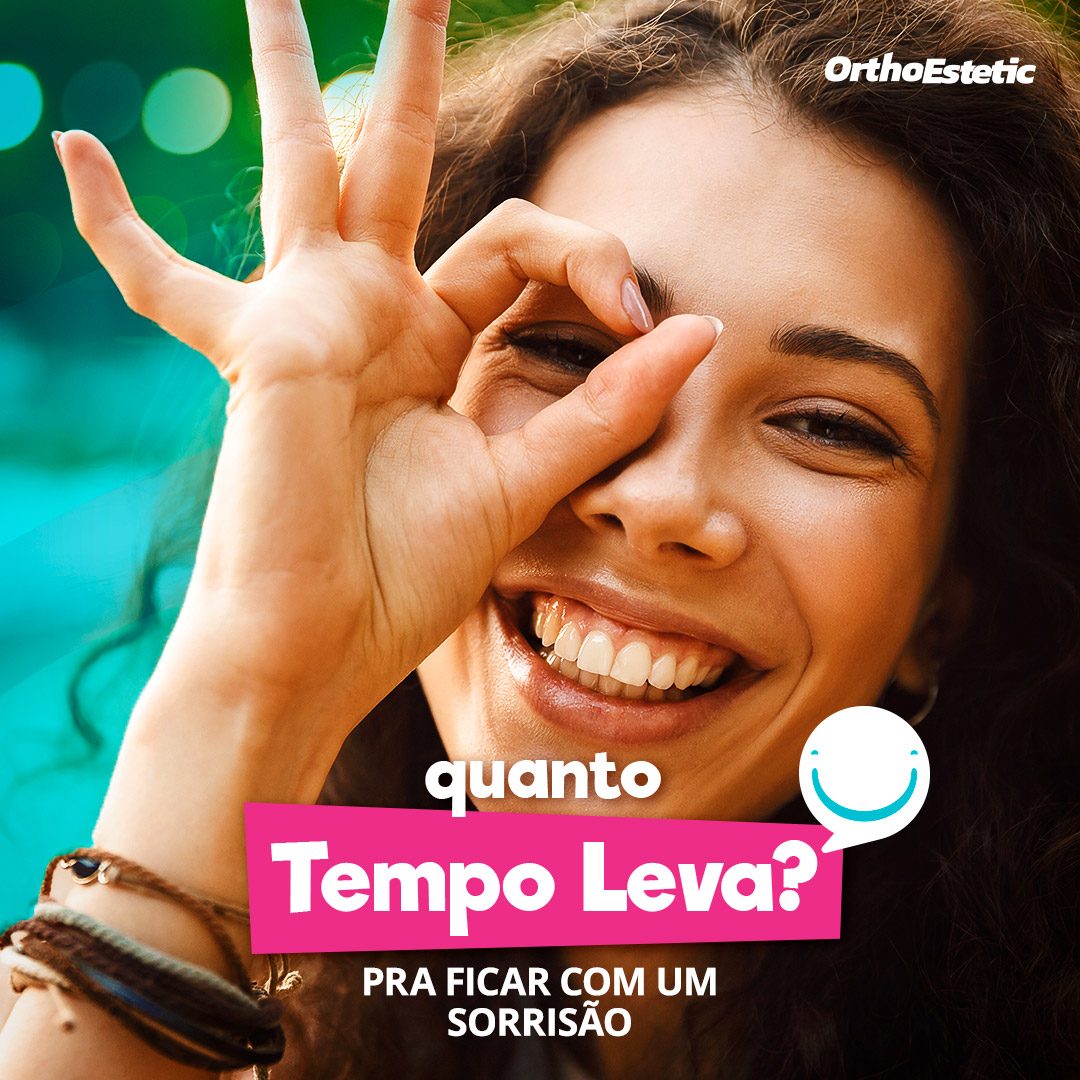 Post “quanto tempo leva?” com mulher sorrindo