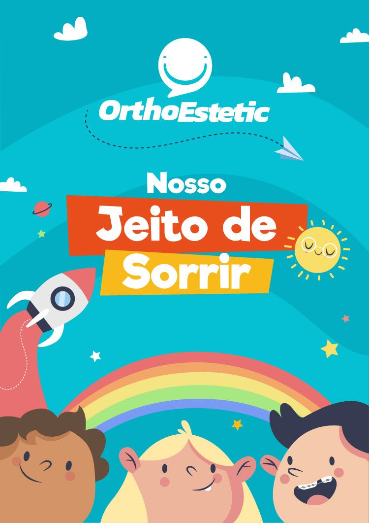 Post infantil “Nosso jeito de sorrir”, com crianças e arco-íris