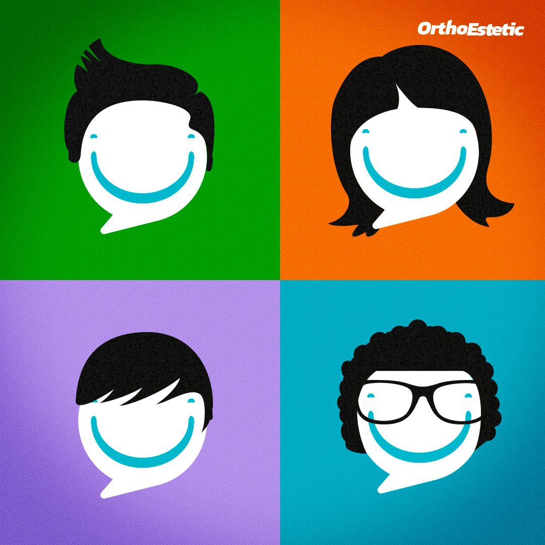 Avatares com o símbolo da marca como sorriso